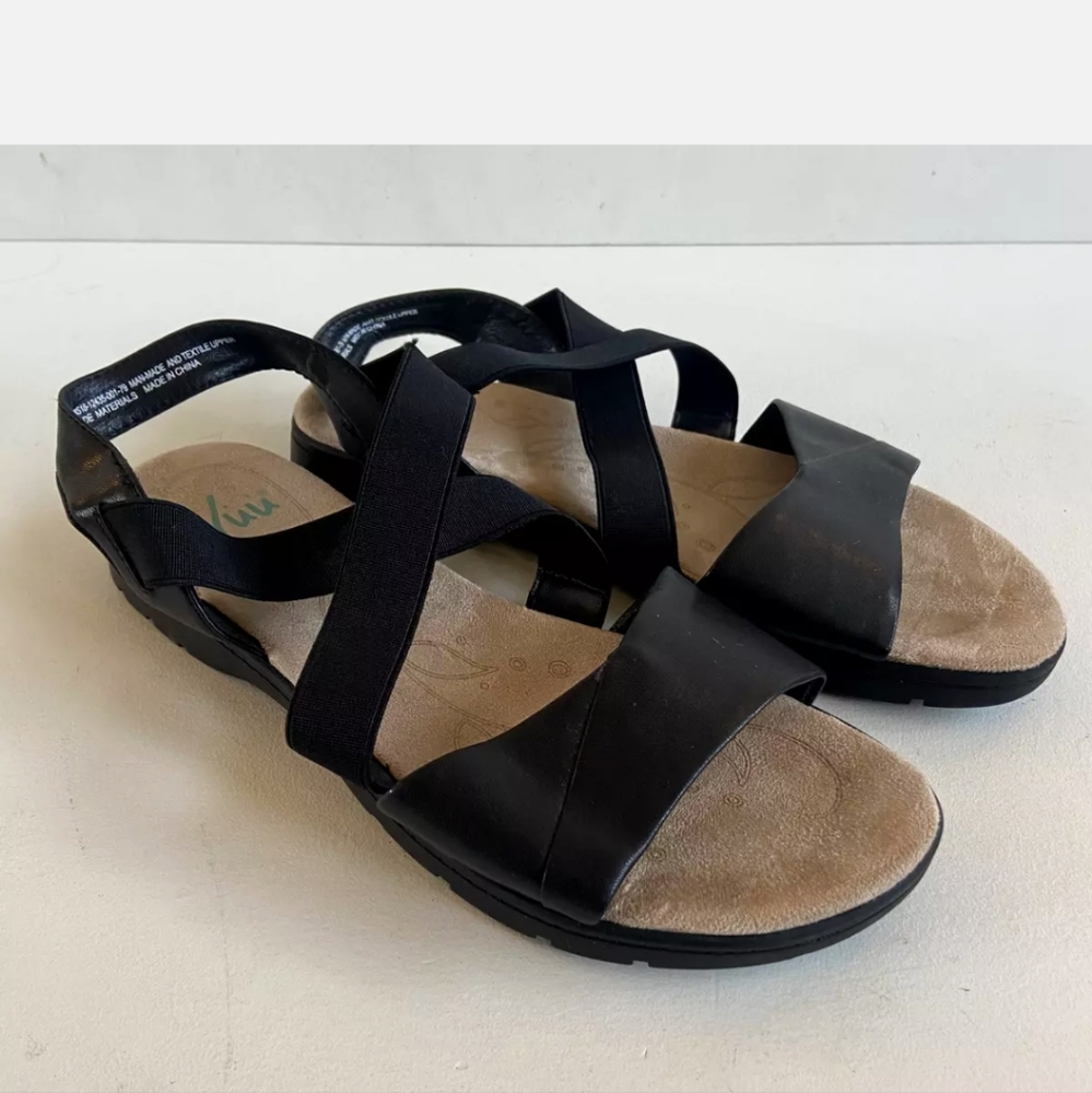 women's Hermina navy blue yuu soft footbed Sandal Shoes 8 1/2 W